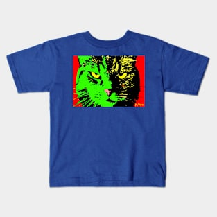 ANGRY CAT POP ART - GREEN RED YELLOW BLACK Kids T-Shirt